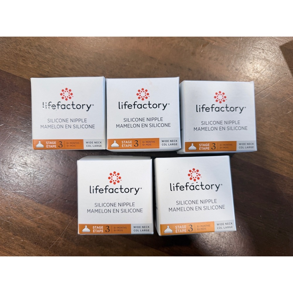 Lifefactory Stage 3 Wide Neck Silicone Nipples 6+ Months Lot of 5 New